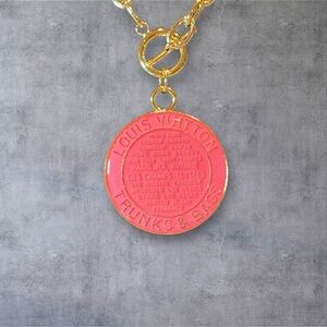 Louis Vuitton Pink and Gold Medallion Necklace